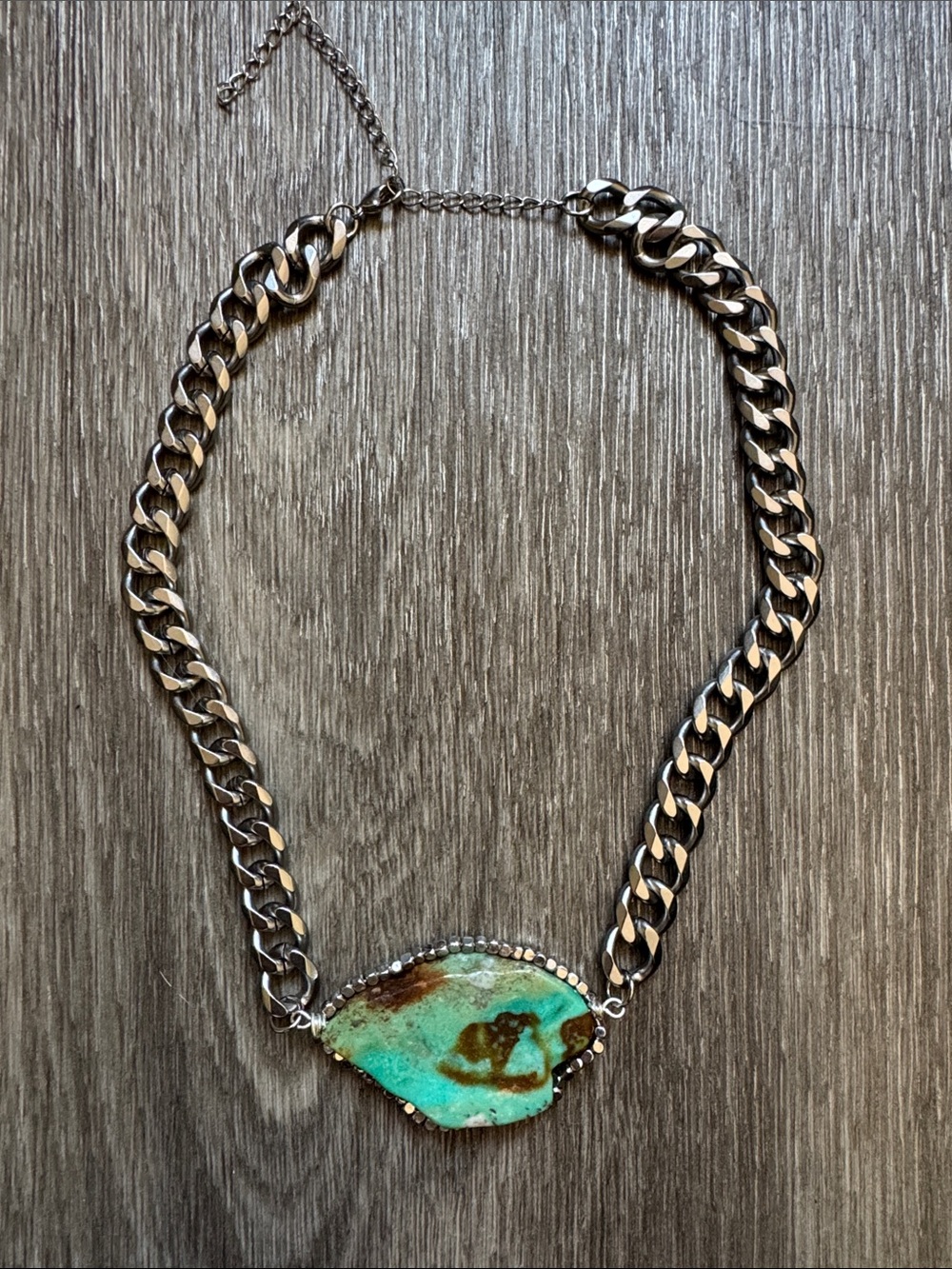 Sonoran Turquoise Silver Curb Chain Choker